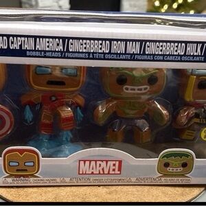 Marvel Gingerbread Captain America, Iron Man, Hulk Bobble-Heads